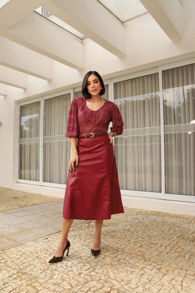 Blusa Babado Tule Poá Flocado 7