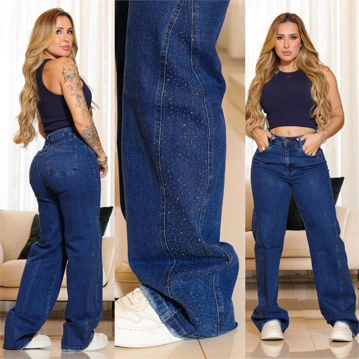 WIDE LEG COM PEDRARIA (COM ELASTANO)