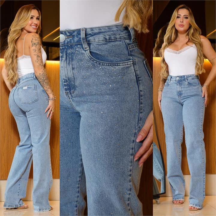 WIDE LEG COM PEDRARIA (COM ELASTANO)