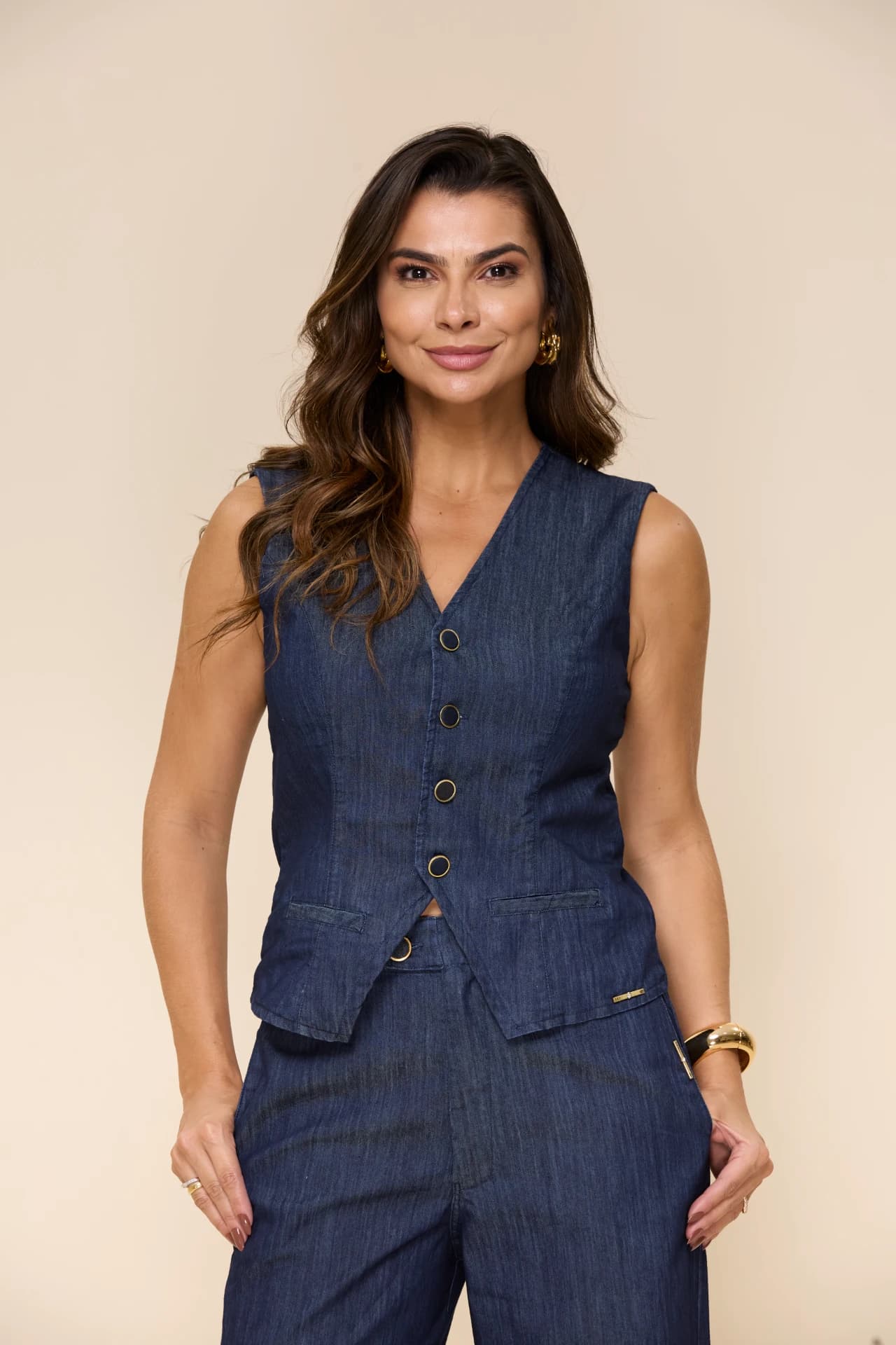 COLETE ALFAIATARIA FIT DENIM 4