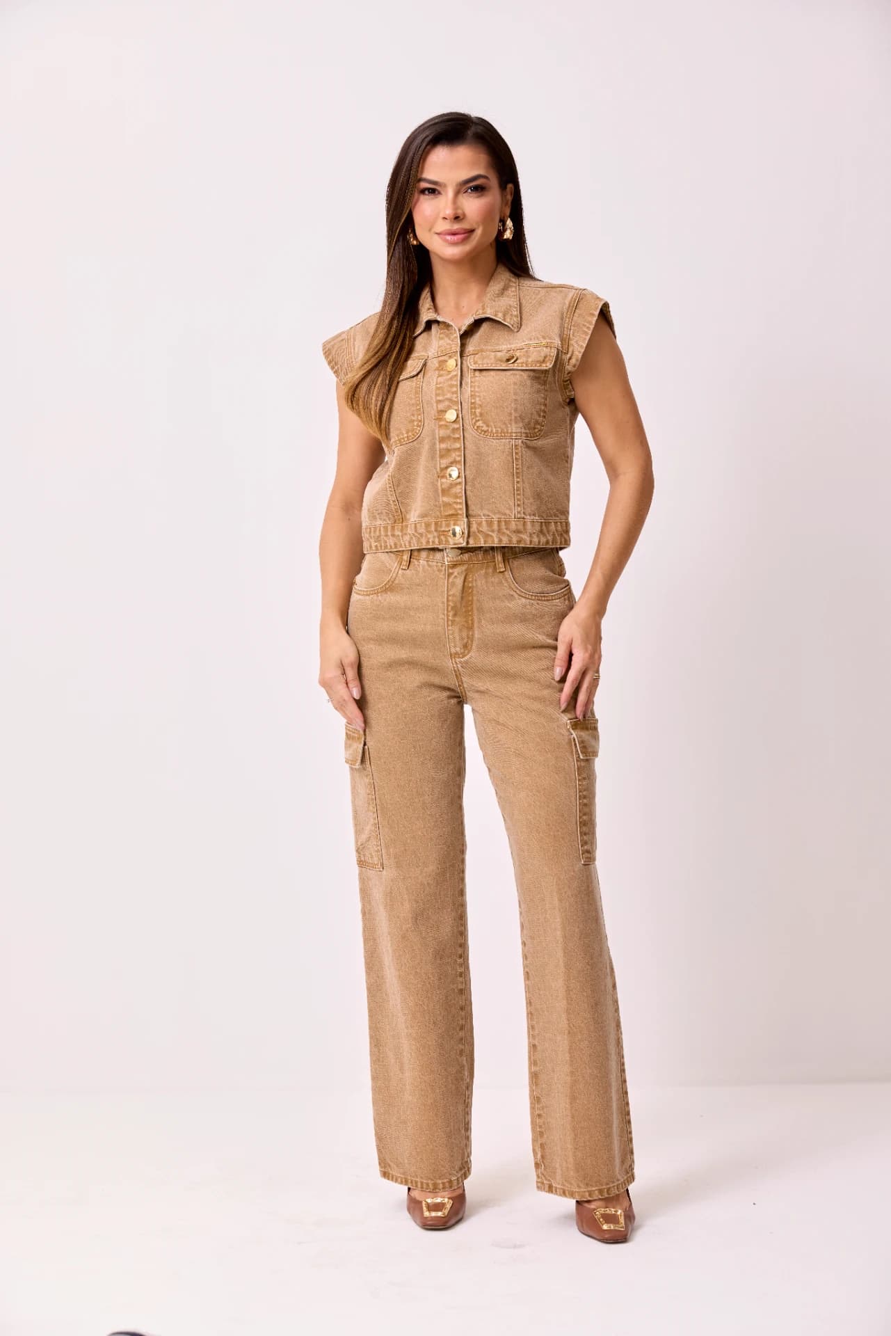 CALÇA WIDE LEG COLOR COM BOLSO 1